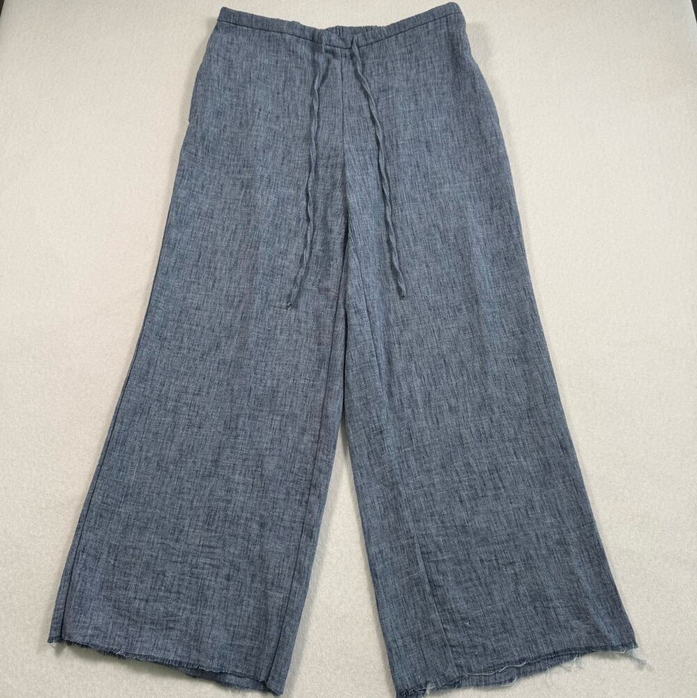 Joie wide leg blue tie waist lagenlook pants size XS